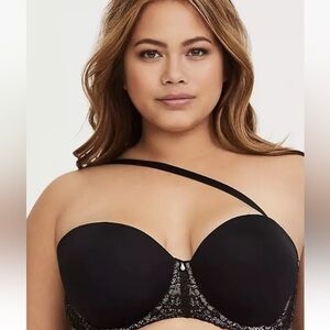 Torrid Black/nude Microfiber Lightly Lined Multiway Strapless Bra size 40DDD